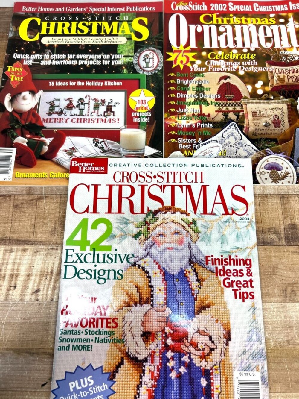 3 Christmas Cross-Stitch Pattern Books Featuring Nativity Victorian Noel Santa